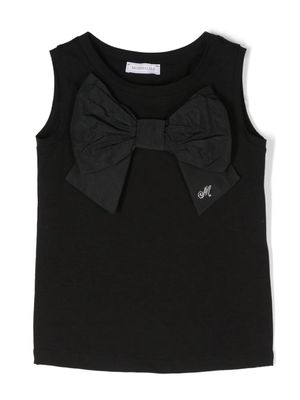 Monnalisa bow-detail cotton top - Black