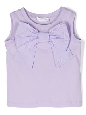 Monnalisa bow-detail cotton top - Purple