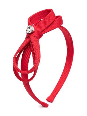 Monnalisa bow-detail crystal-embellished headband - Red
