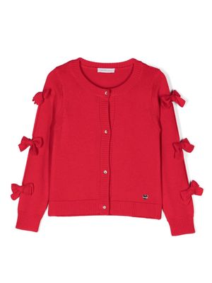 Monnalisa bow-detail fine-knit cardigan - Red