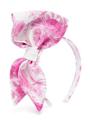 Monnalisa bow-detail floral-print head band - Pink