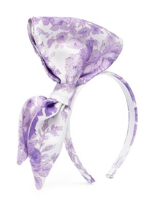 Monnalisa bow-detail floral-print head band - Purple