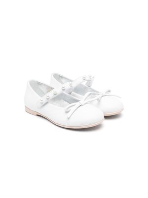 Monnalisa bow-detail leather ballerina shoes - White