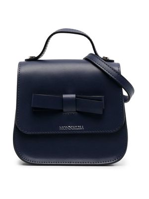 Monnalisa bow-detail leather satchel - Blue