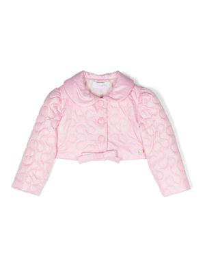 Monnalisa bow-detail quilted bomber jacket - Pink