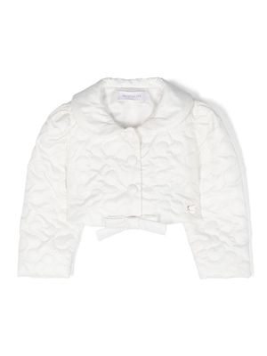 Monnalisa bow-detail quilted padded jacket - White