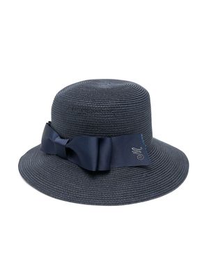Monnalisa bow-detail woven hat - Blue