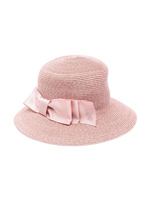 Monnalisa bow-detail woven hat - Pink