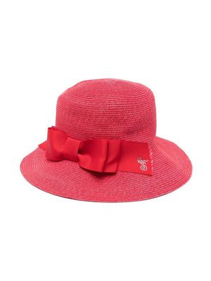 Monnalisa bow-detail woven hat - Red