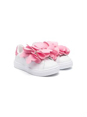 Monnalisa Bow-detailing leather sneakers - 9990 WHITE PINK