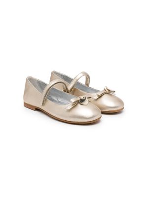 Monnalisa bow-embellished ballerina shoes - Gold