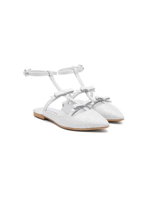Monnalisa bow glitter ballerina shoes - Silver