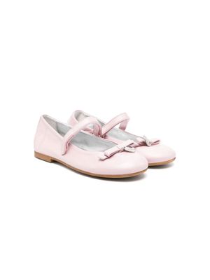 Monnalisa bow leather ballerina shoes - Pink