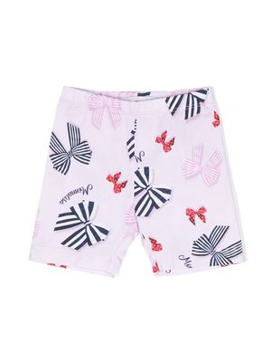 Monnalisa bow-print cotton leggings - Pink