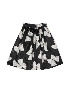 Monnalisa bow-print flared skirt - Black
