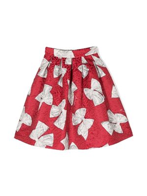 Monnalisa bow-print flared skirt