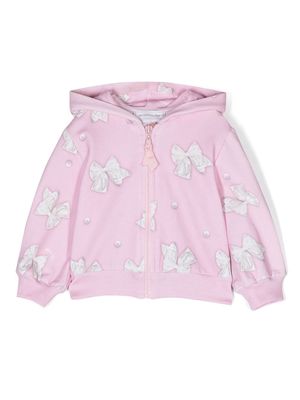 Monnalisa bow-print zip-up hoodie - Pink