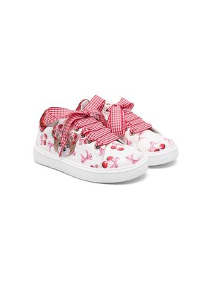 Monnalisa bow-print zip-up sneakers - White