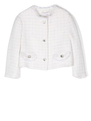Monnalisa button-up tweed jacket - White