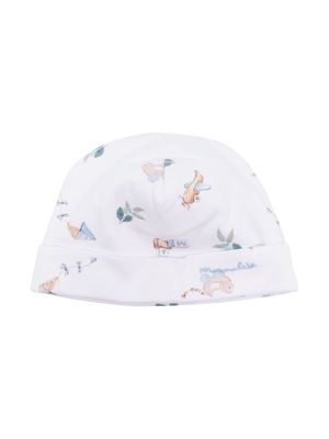 Monnalisa cartoon-print cotton beanie - White