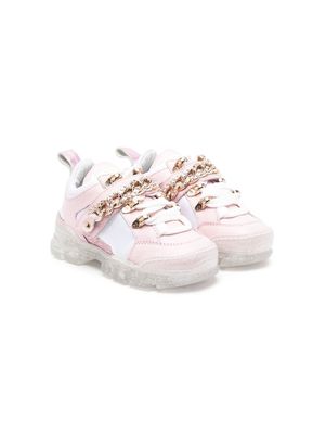 Monnalisa chain-link detail lace-up sneakers - Pink