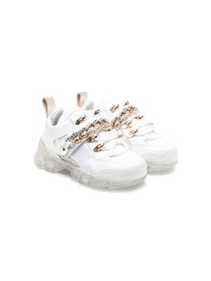 Monnalisa chain-link detail low-top sneakers - White