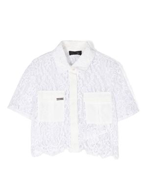 Monnalisa Chantilly-lace cotton shirt - White