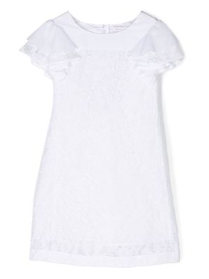 Monnalisa Chantilly-lace layered dress - White