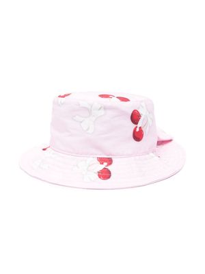 Monnalisa cherry bow-print bucket hat - Pink