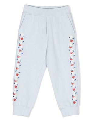 Monnalisa cherry floral-print track pants - Blue