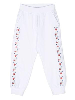 Monnalisa cherry floral-print track pants - White