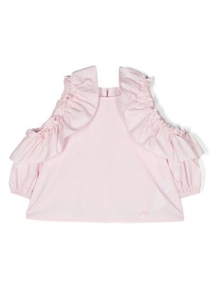 Monnalisa cold-shoulder ruffled blouse - Pink