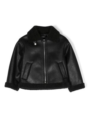 Monnalisa contrast-trim faux-leather jacket - Black