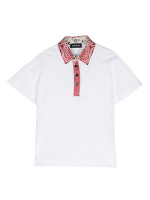 Monnalisa contrasting-collar cotton polo shirt - White