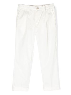 Monnalisa contrasting logo-detail smart trousers - White