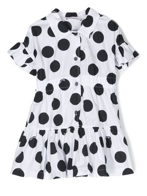Monnalisa cotton polka-dot print shirt dress - White