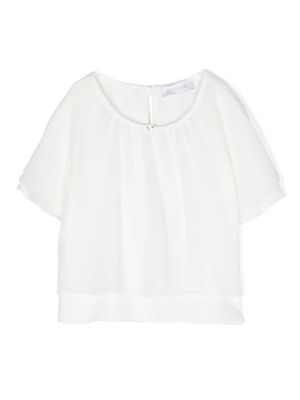 Monnalisa crew-neck layered blouse - White