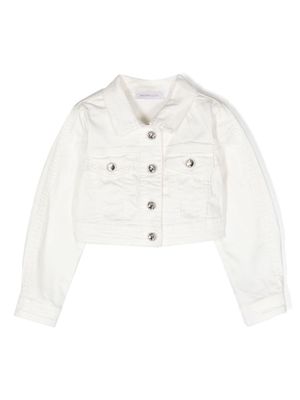 Monnalisa crystal-buttons denim jacket - White