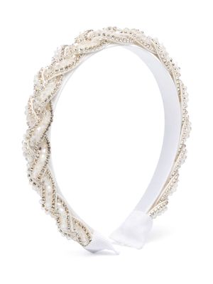 Monnalisa crystal-embelished braided head band - Silver