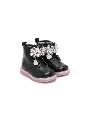 Monnalisa crystal-embellished ankle boots - Black