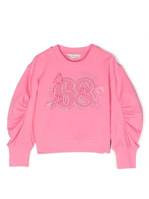 Monnalisa crystal-embellished appliqué sweatshirt - Pink
