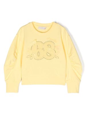 Monnalisa crystal-embellished appliqué sweatshirt - Yellow