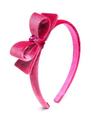 Monnalisa crystal-embellished bow-detail headband - Pink