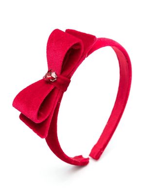 Monnalisa crystal-embellished bow-detail headband - Red