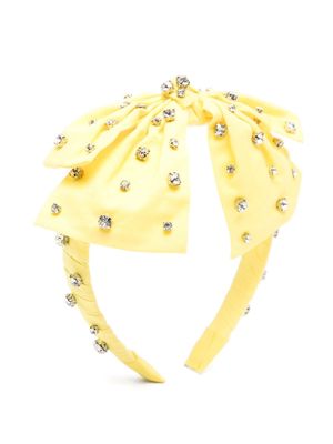 Monnalisa crystal-embellished bow head band - Yellow