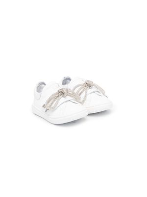 Monnalisa crystal-embellished bow sneakers - White