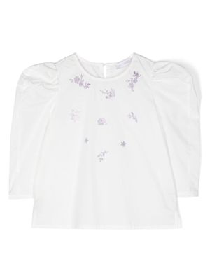 Monnalisa crystal-embellished cotton blouse - White