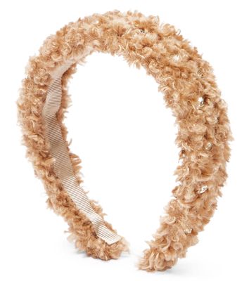 Monnalisa Crystal-embellished faux fur headband