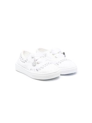 Monnalisa crystal-embellished low-top sneakers - White