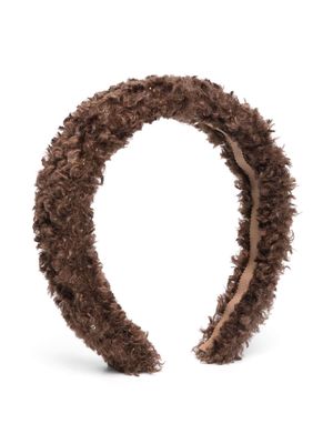 Monnalisa crystal-embellished shearling headband - Brown